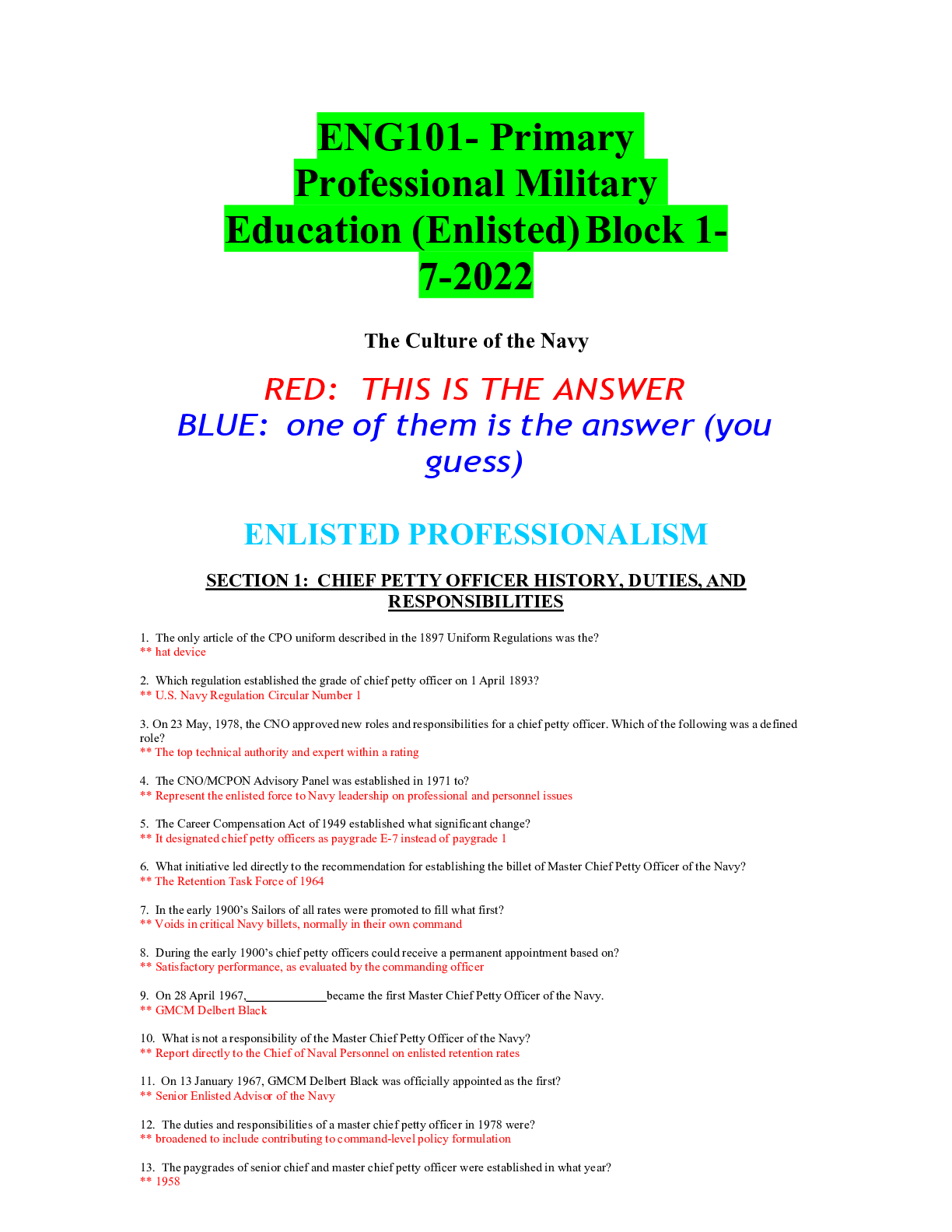 Preview of ENG101- Primary Professional Military Education (Enlisted) Block 1-7-2022